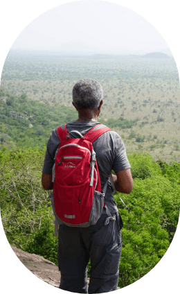 man standing on a mountain